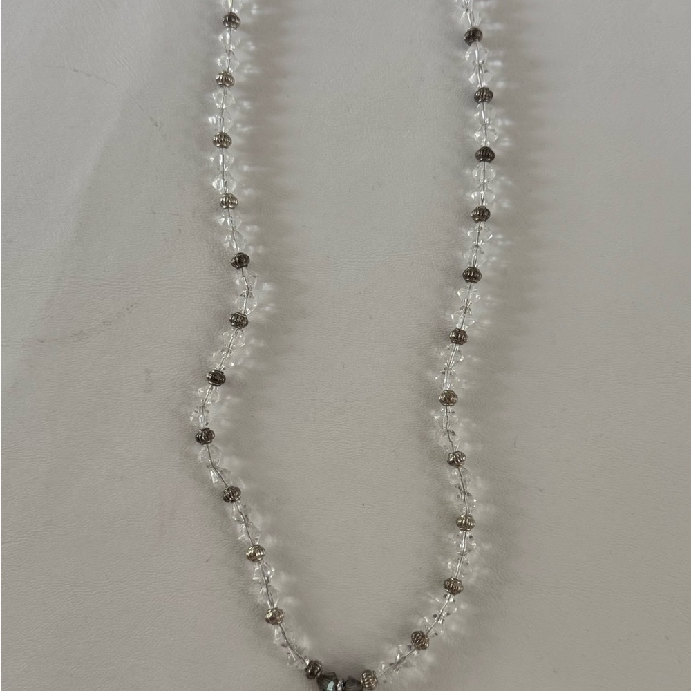 Elegant Silver and Clear Beaded Necklace